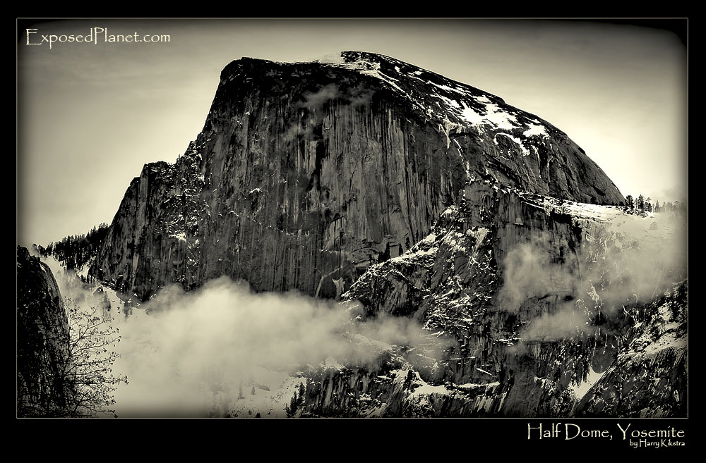 Half Dome in Yosemite Valley in winter