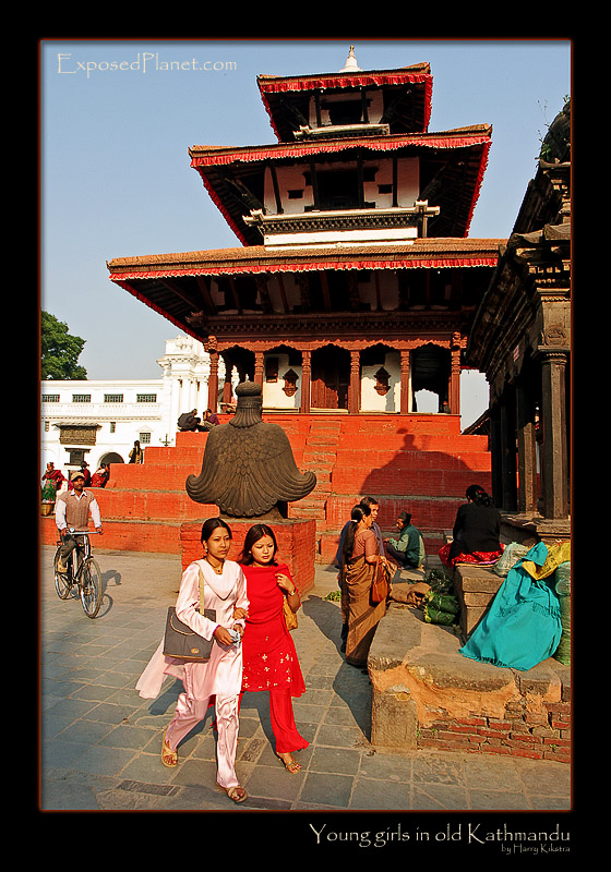 Young girls in the old city of Kathmandu, Nepal