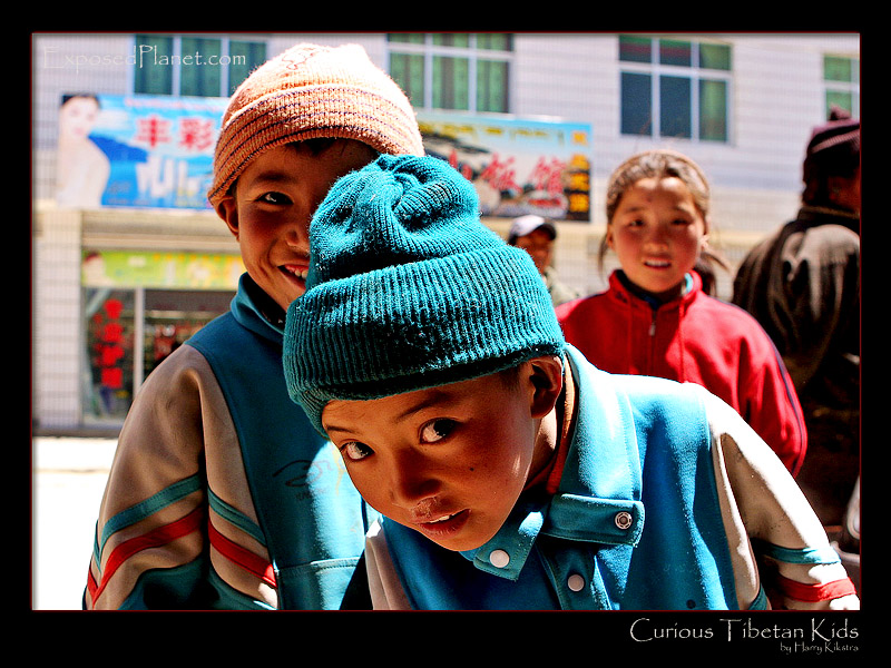 Curious children in Xigar, Tibet