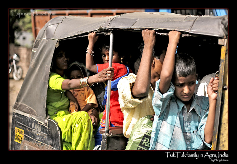 Busy Tuktuk family in Agra, India