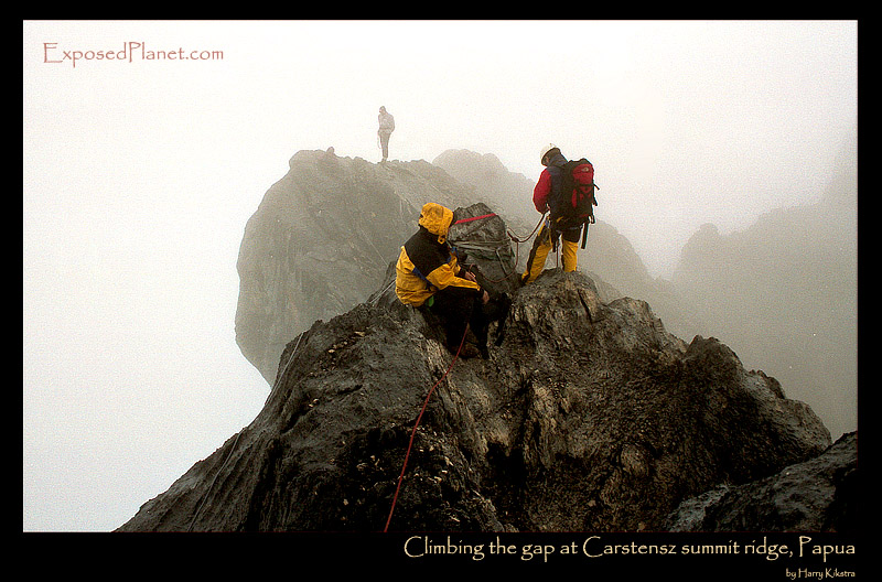Climbing the gap at Carstensz Pyramid summit ridge, Papua