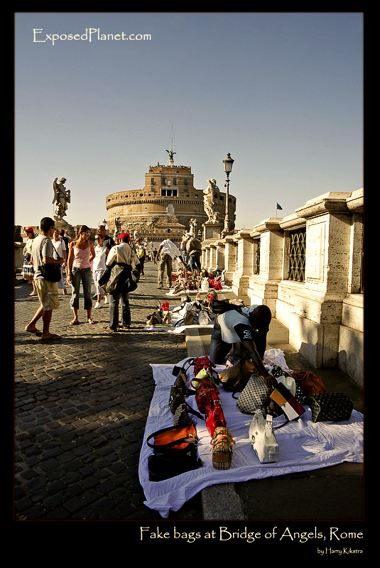 Fake Prada on the Bridge of Angels in Rome