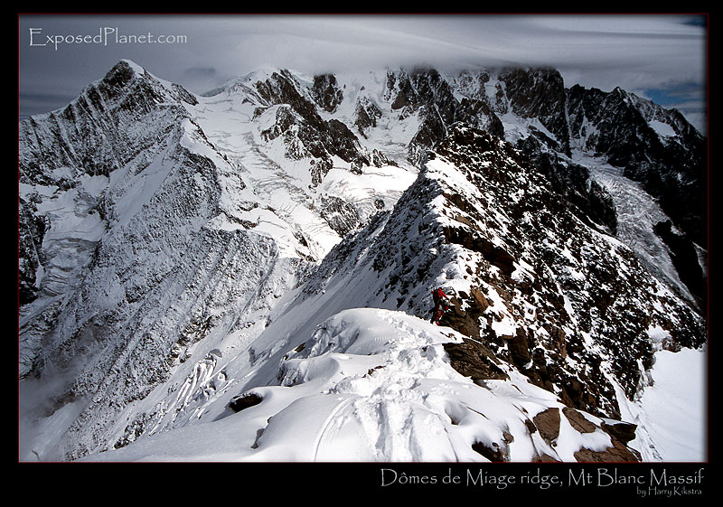 Climbers on Dome de Miage ridge, France