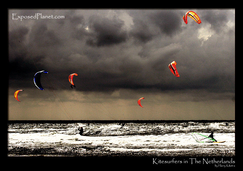 Kitesurfers in the Netherlands