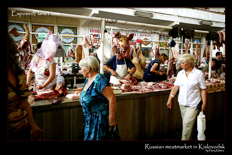 Meat market in Kislovodsk, Russia
