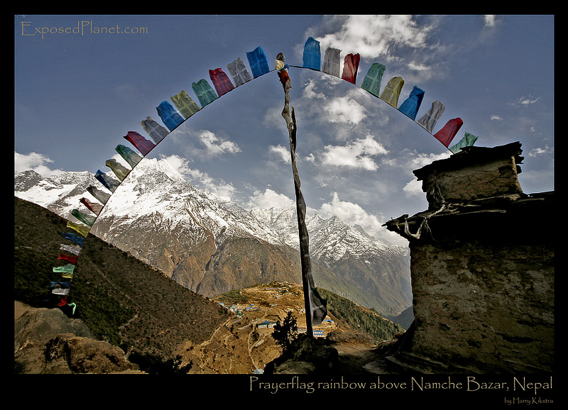 29th Prayerflags Rainbow above Namche Bazaar, Nepal
