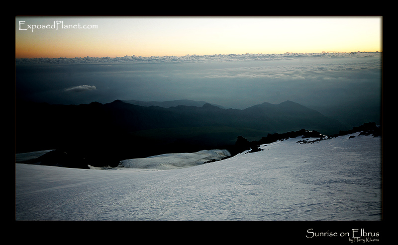 Sunrise from North side of Elbrus, 4800m