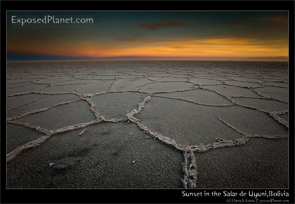 Sunset in the Salar de Uyuni, Bolivia