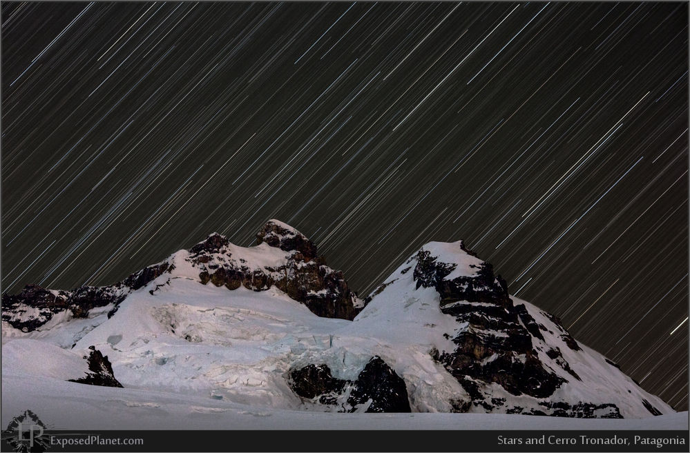 Startrails over Cerro Tronador, Patagonia