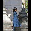 Nepali girl begging at Monkey Temple